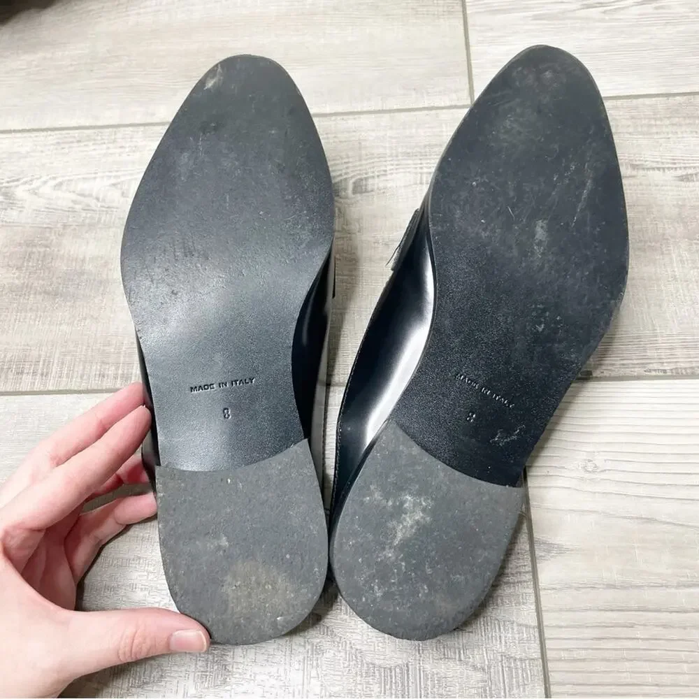 Everlane Black Leather Backless Loafers Mules - Picture 7 of 8